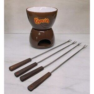 Kahlua Mini Fondue Pot Set w/4 Forks For Melting Chocolate (for Use w/Tealight)